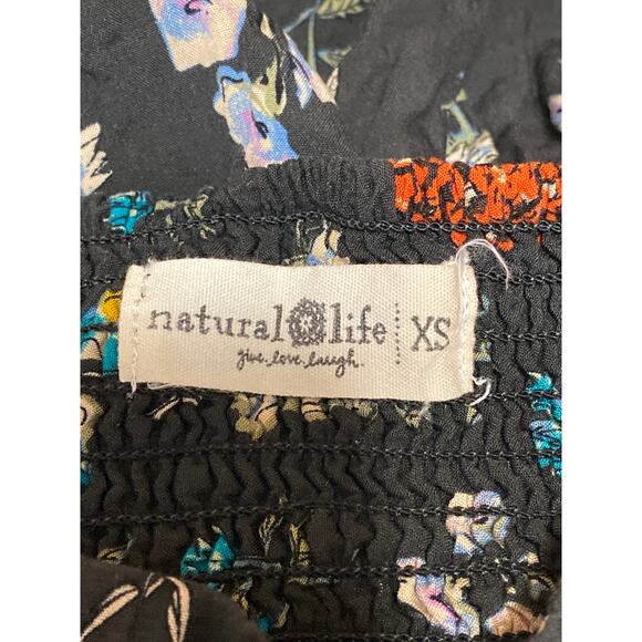 Natural Life Addie Black Floral High Waisted Slit Pleated A Line Midi Skirt XS - Picture 4 of 5